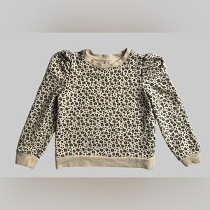 Janie and Jack Toddler Girls Leopard Print Sweatshirt with puffed shoulder 6